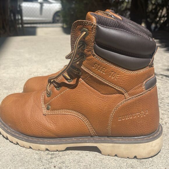 Eurostar STEEL TOE Tan Work Boots Oil Resistant Men’s Size 8 Excellent Shape - Picture 3 of 6